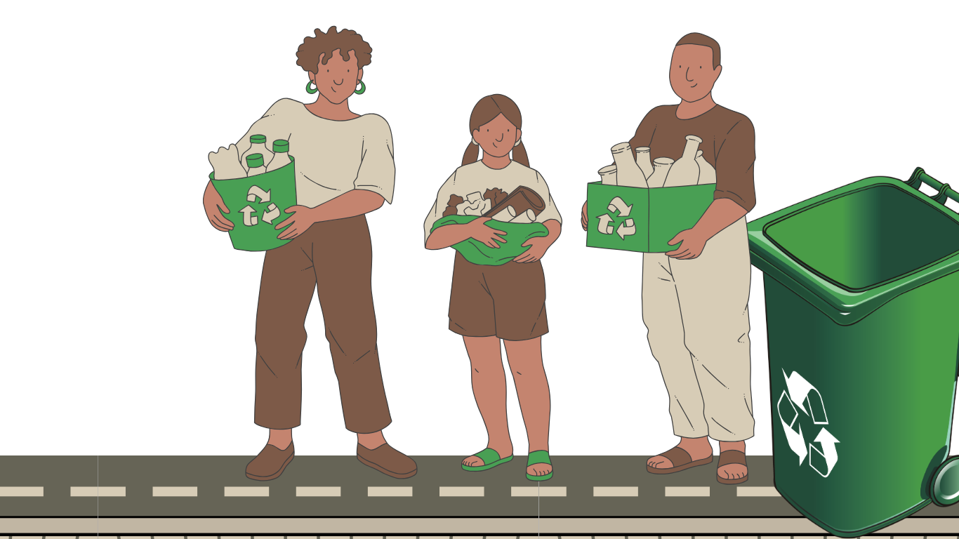 People contributing to plastic recycling